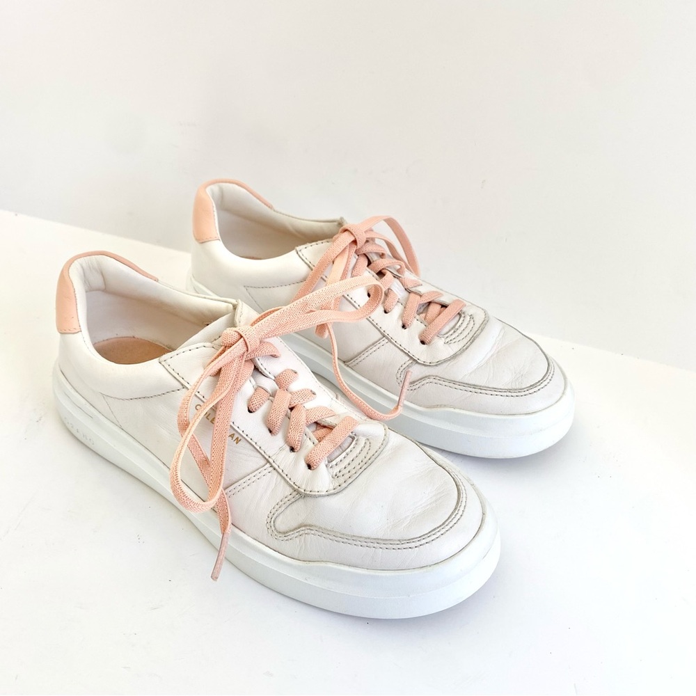 Cole Haan Grandpro Rally Court Leather Lace-up Fashion Sneakers White/Pink‎ 6.5B
